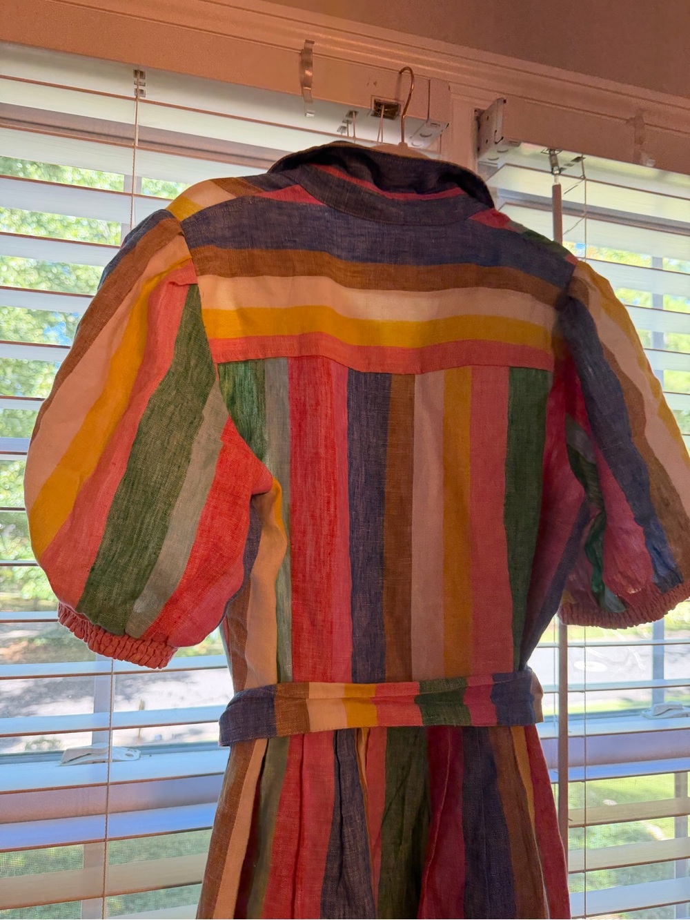Boden Rainbow Striped Button-Front Dress with Tie Belt - Picture 8 of 12